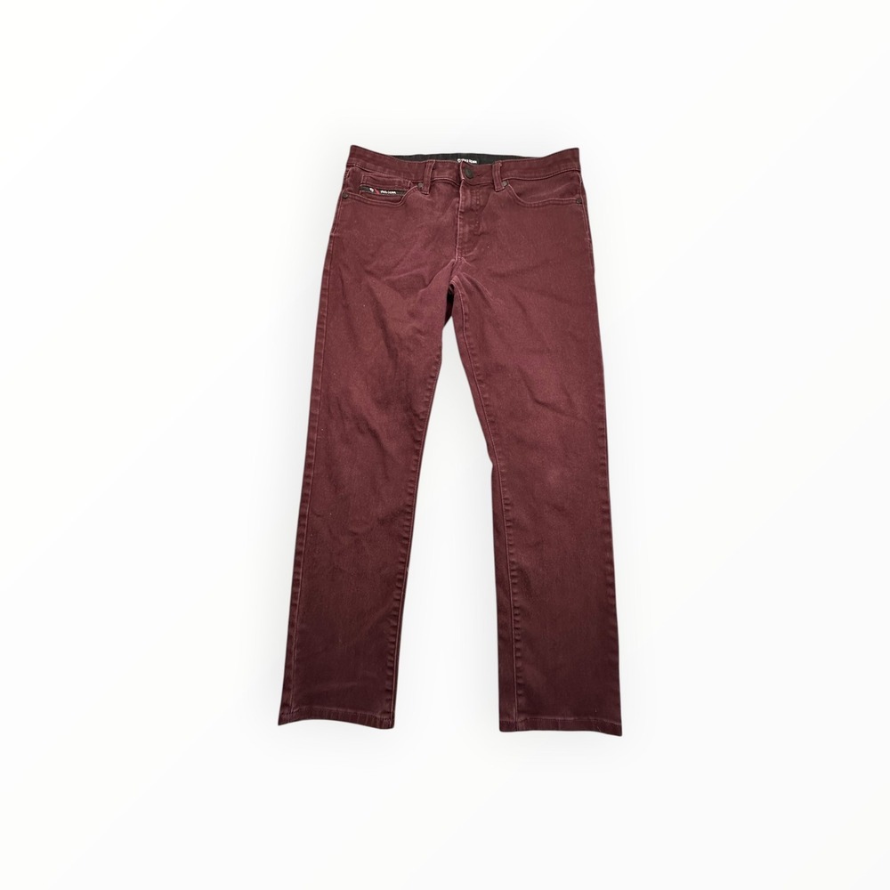 Fried Denim Jeans Mens 34x30 Burgundy Straight Leg Stretch Casual Pants